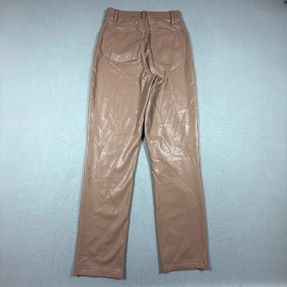 Abercrombie & Fitch The 90s Straight Ultra High Rise Tan Faux Leather Pant 29 8L